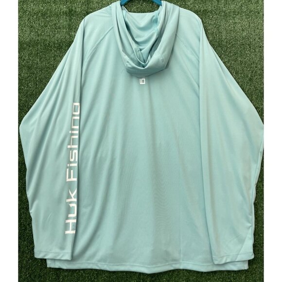 Huk Performance Fishing Men’s Hoodie Shirt Size 3XL Light Blue NWT Stretch - Picture 10 of 11